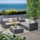 preview thumbnail 11 of 21, Santa Rosa Outdoor 6-piece Wicker Sectional Sofa by Christopher Knight Home gray + silver + light gray cushion