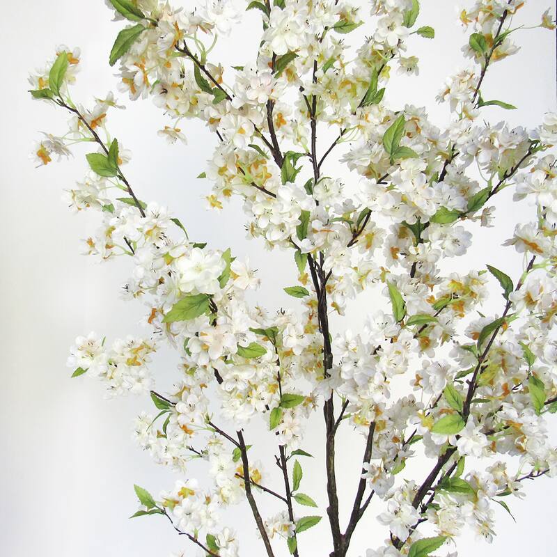 4.5ft Cream White Artificial Cherry Blossom Flower Tree Plant in Black Pot - 54" H x 26" W x 26" DP