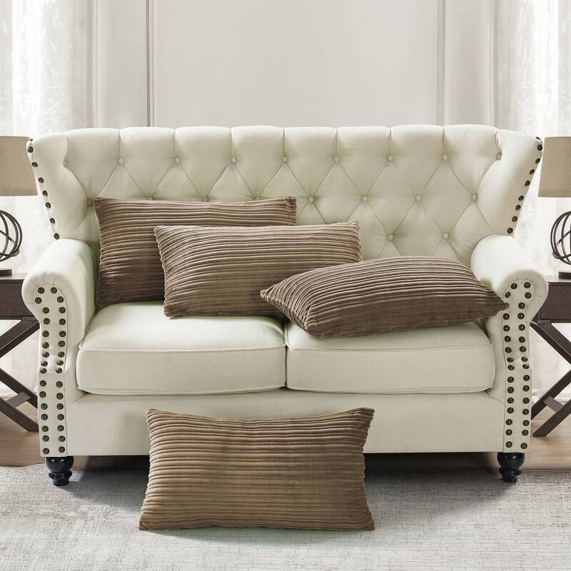 Ribbed Flanned 4 Pieces Pillow Shell Set, NO INSERT - 14" x 26" - amphora