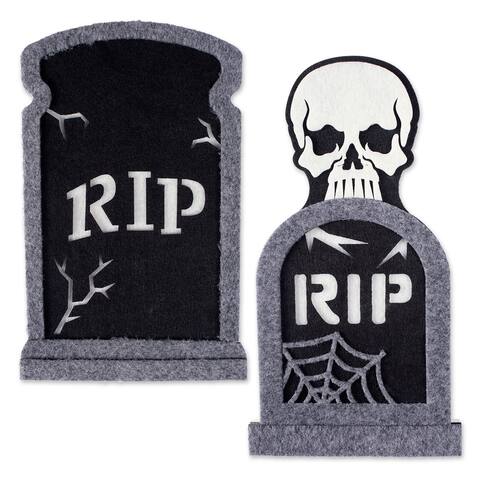 Set of 2 Black Foam Tombstone Assortment 14.4"