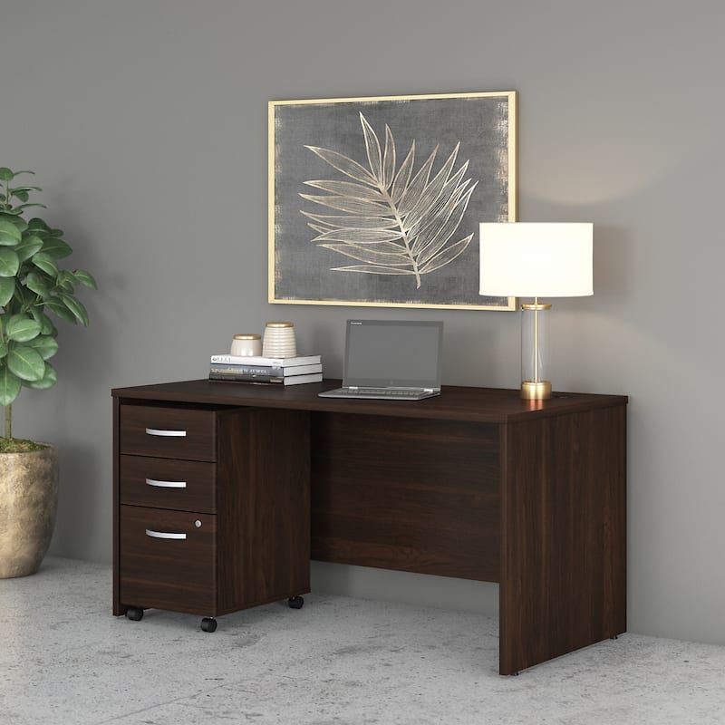 Studio C 60W x 30D Office Desk with Drawers by Bush Business Furniture - Black Walnut