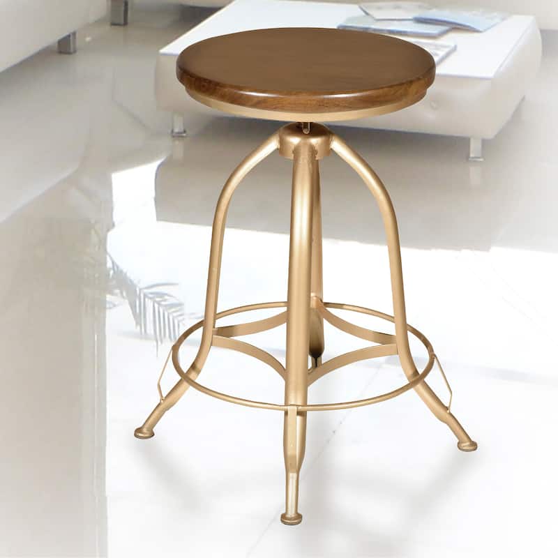 Adjustable Ryder Stool - Elm / Gold