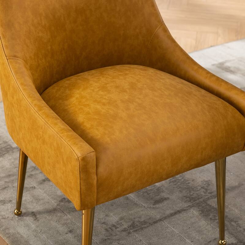 SEYNAR Modern Glam Boucle Pleated Velvet Dining Chair or Vanity Chair Set of 2 with Rear Handle