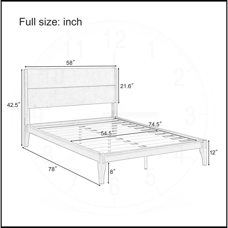 12 Inch Bamboo Wood Platform Bed with Wood Slat Metal Support