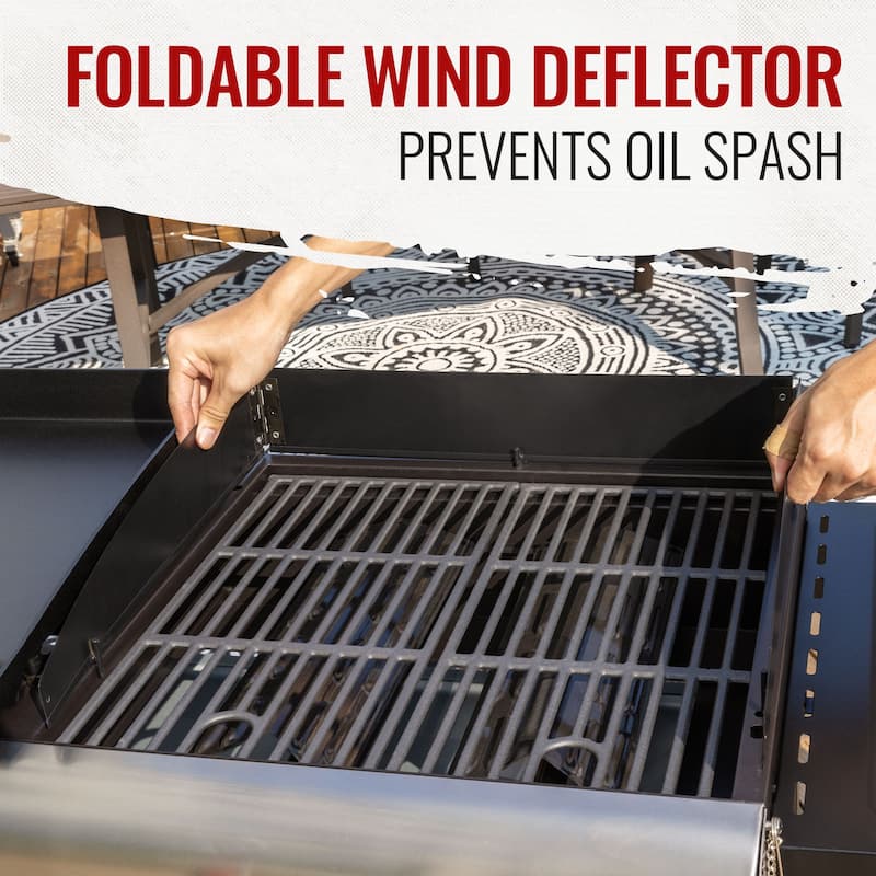 Royal Gourmet 4-Burner Portable Flat Top Gas Grill and Griddle Combo Grill with Folding Legs, Black & Silver