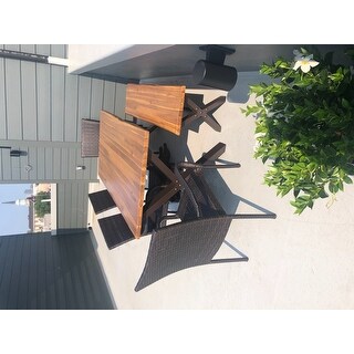Bullerton Outdoor 6-Piece Rectangle Wicker Wood Dining Set by Christopher Knight Home
