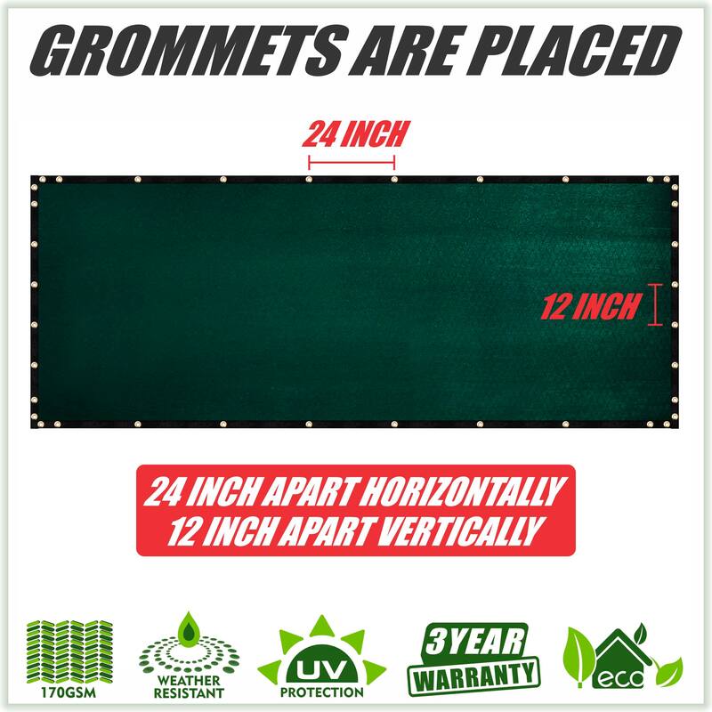 ColourTreeUSA 25 ft. Length Fence Privacy Screen Windscreen Cover Fabric Shade Tarp Netting Mesh Cloth Commercial Grade 170 GSM