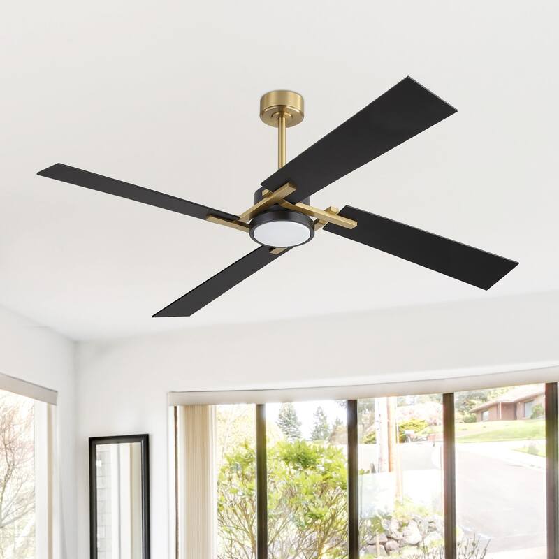 GetLedel 72" Large Modern LED Ceiling Fan with Remote Control and Light Kit - Gold/Black