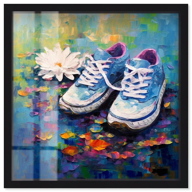 Lily Pad Sneakers Shadowbox by Art Remedy - Black - 20" x 20"