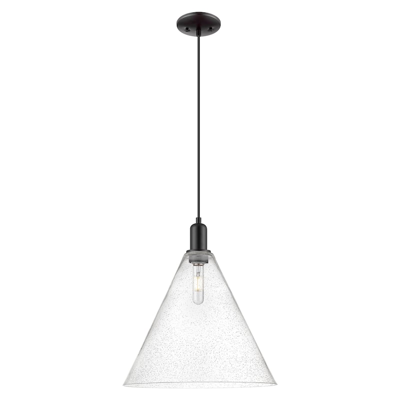 Innovations Lighting Endless Possibilities Arcadia - Berkshire Glass - 1 Light 16" Cord Hung Mini Pendant - Seedy/Matte Black
