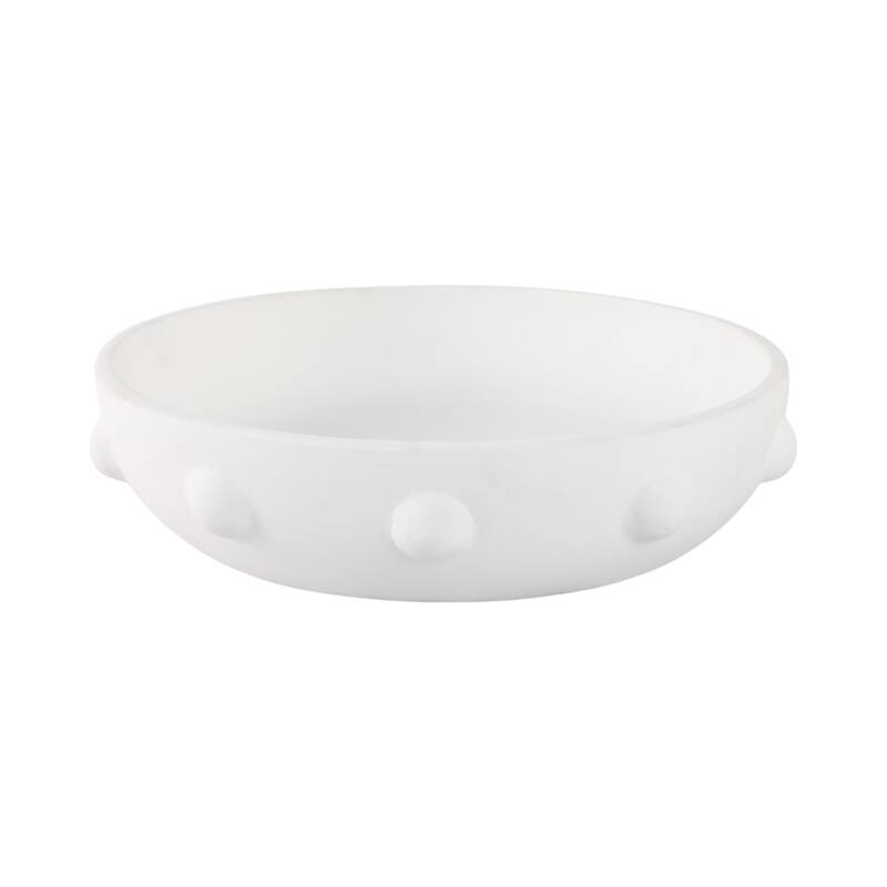 Pottery Clay Bowl Raised Dot-Textured Accents for Home - 14" White - 14" x 14" x 3.75"