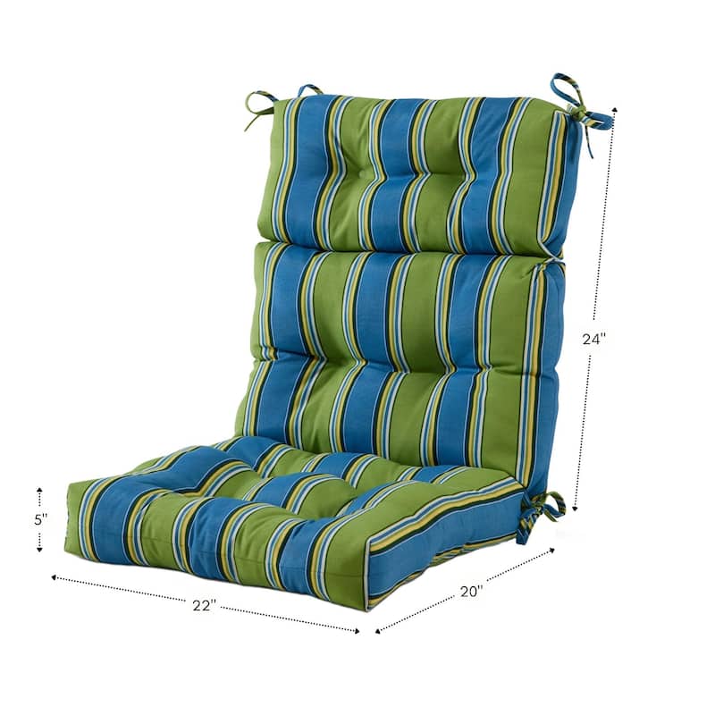Cayman Stripe 44-in x 22-in Outdoor High Back Chair Cushion (Set of 2) (Cushions Only)