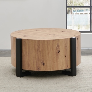 Steve Silver Darcie Rustic Faux Wood 36" Round Coffee Table, Natural