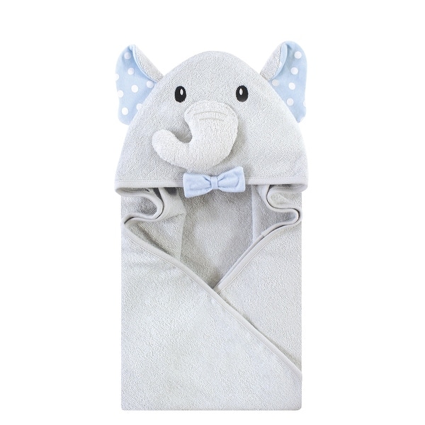 slide 1 of 1, Hudson Baby Infant Boy Cotton Rich Animal Hooded Towel, White Dots Gray Elephant, One Size - White Dots Gray Elephant - One Size One Size - White Dots Gray Elephant
