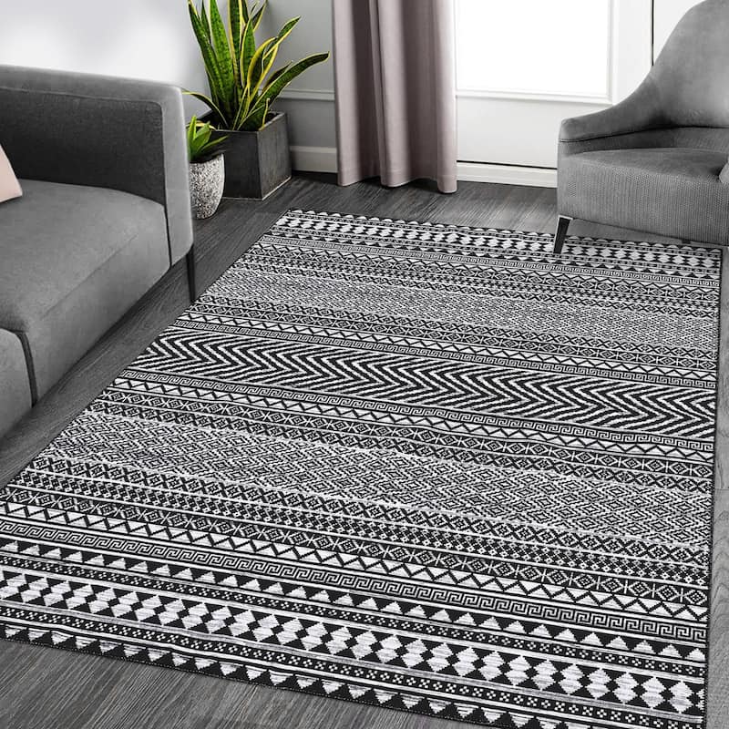 Garvee Moroccan Geometric Machine Washable Area Rug