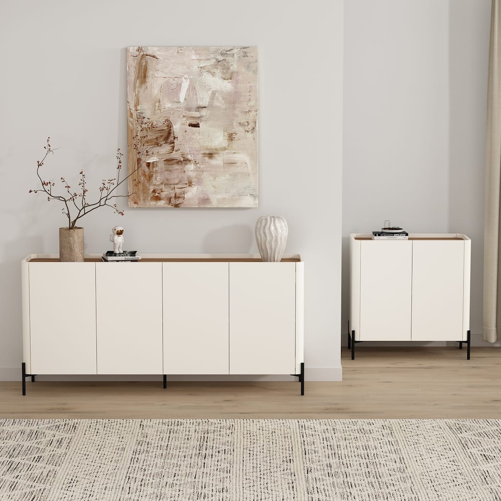 Manhattan Comfort 2-Piece Modern Abbey Accent Cabinet and Sideboard Set