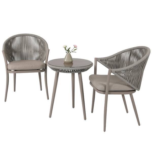 Shop Nuu Garden 3 Piece Patio Furniture Bistro Set With Coffee Cushions Overstock 31946060
