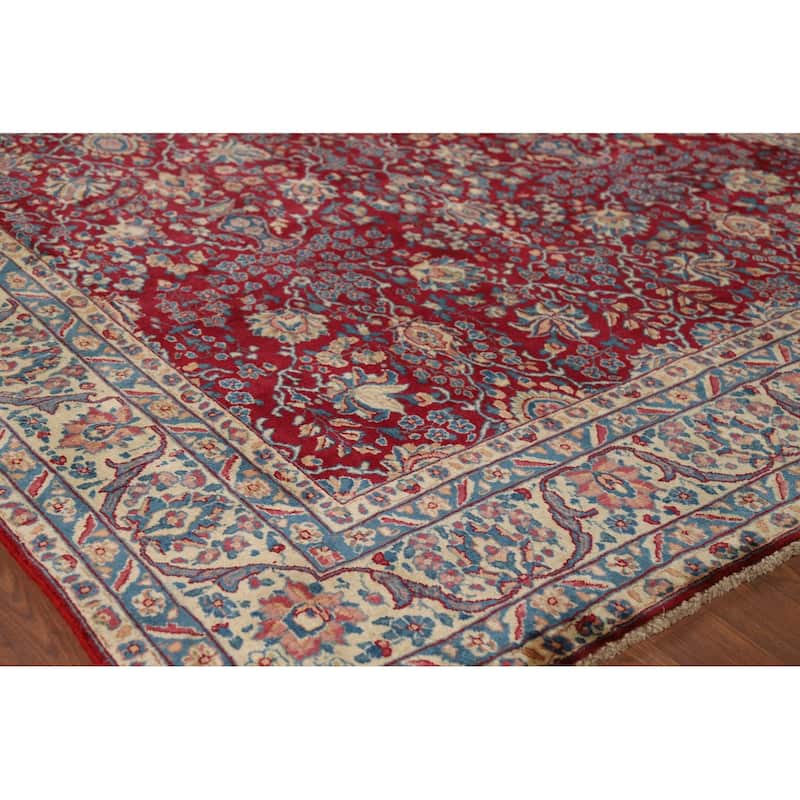 Vegetable Dye Floral Yazd Antique Persian Wool Carpet - 6'6" x 9'10"