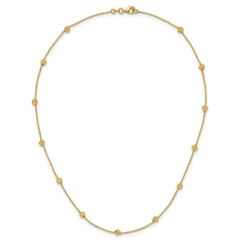 Curata 14k Yellow Gold Textured 5mm Beads Station Necklace, 17"