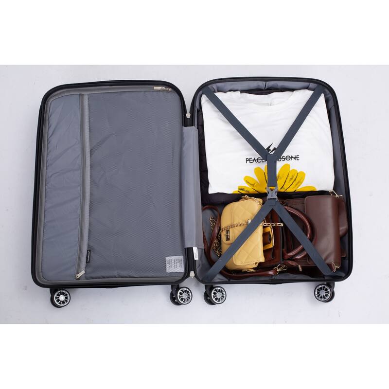 3-Piece, 20, 24, 28-Inch Modern Luggage Sets Hard-Shell Luggage with TSA Lock, for Boarding Travel, Gray