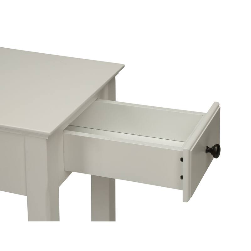 Versatile Rectangular Wooden Accent Table with Shelf and Drawer - White