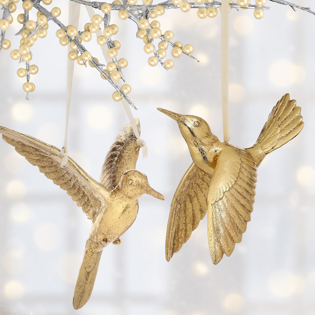 7.5" Resin Hummingbird Ornament Set of 2