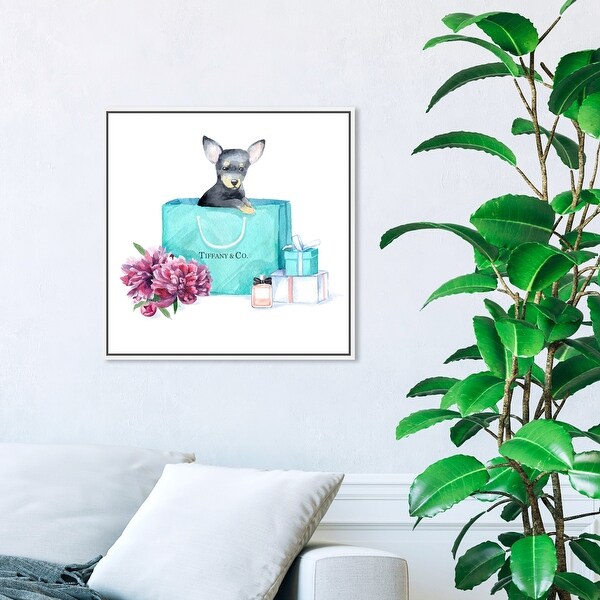 Oliver Gal 'acqua chic chihuahua' Animals Wall Art Framed