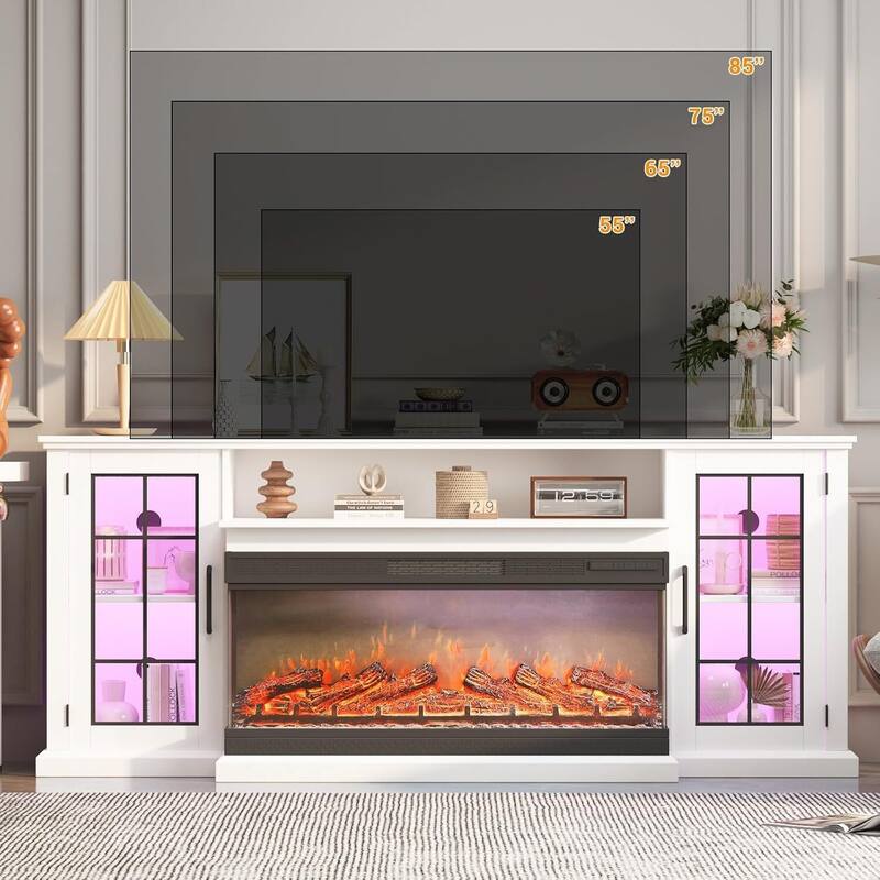 Fireplace TV Stand, with Frame and LED Light Colors