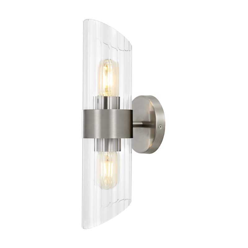 SAFAVIEH Lighting Eytan 2-light 6-inch Glass Wall Sconce with Bulbs (Set of 2) - 6.3 in. W x 4.8 in. D x 16.5 in. H