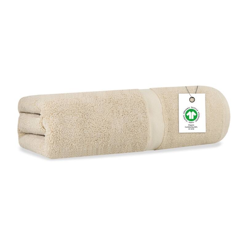 Delara Organic Cotton Luxuriously Plush Bath Towel, GOTS & OEKO-TEX Certified, 650 GSM Long Staple, Quick Dry & Ultra-Absorbent - Fog