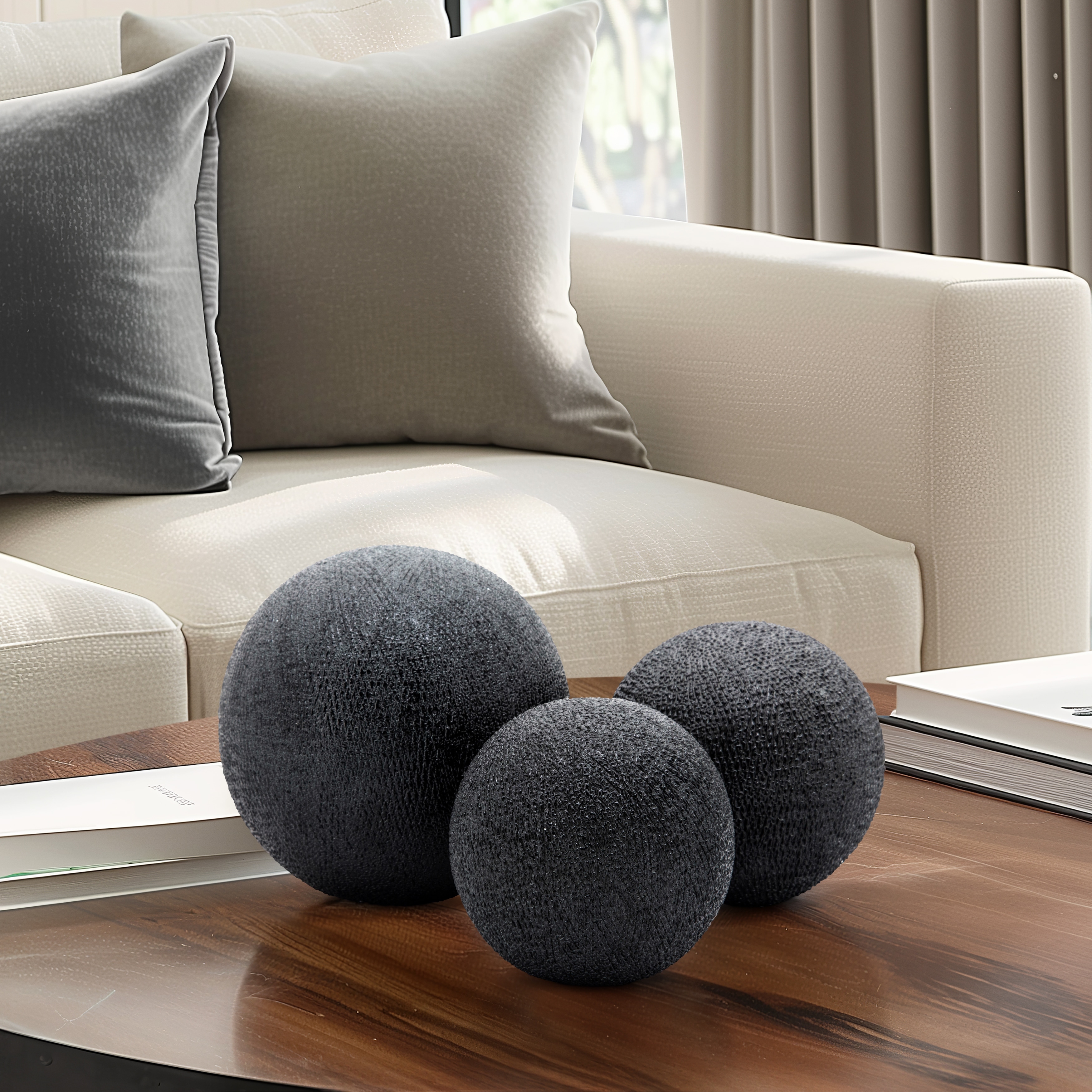 Sagebrook Home Ceramic Beaded Orbs Set of 3 - 6