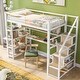 preview thumbnail 3 of 7, Twin Size Metal Loft bed with Staircase, Built-in Desk and Storage Shelves, White