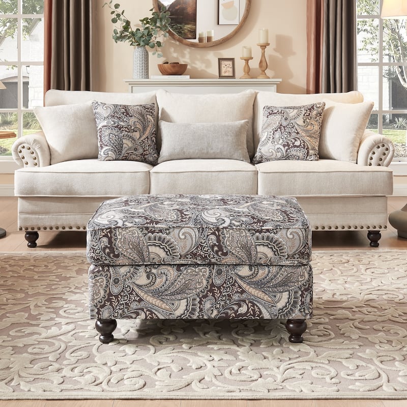 Morden Fort Classical Paisley Print Cocktail Rectangular Ottoman