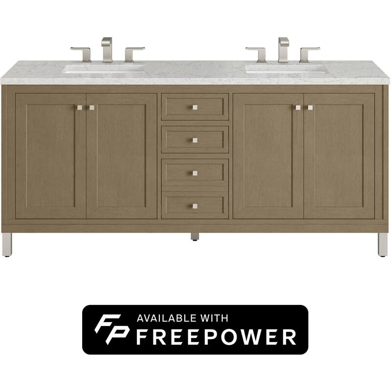 James Martin Vanities 503-V72-FEJP Chicago 72" Free Standing Double - Walnut Whisper