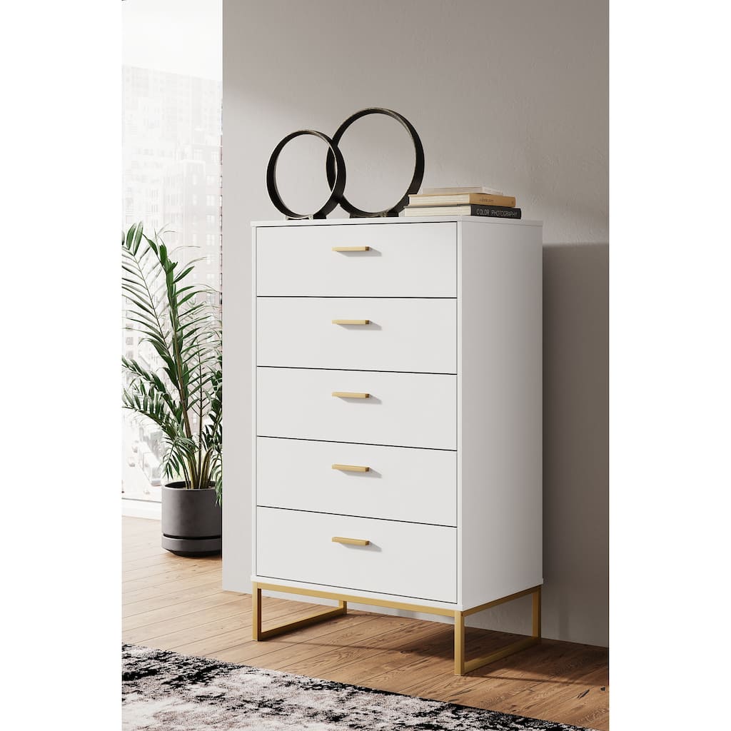 Signature Design by Ashley Socalle White/Gold Chest of Drawers