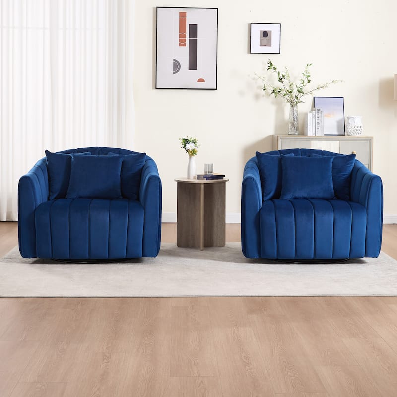 40.4"W Upholstered Swivel Accent Chair Set of 2,Modern Swivel Single Sofa Chair with Pillows