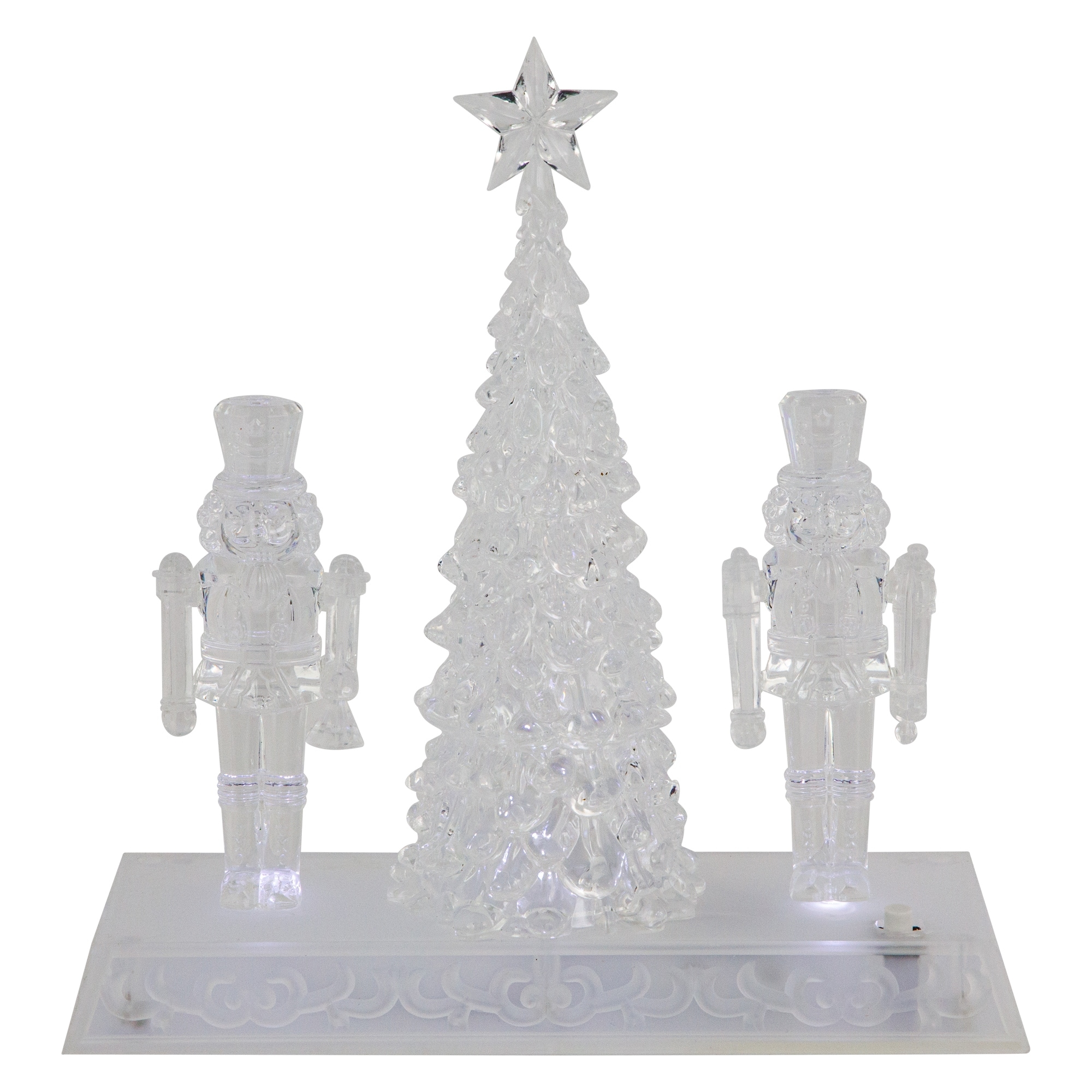 LED Icy Crystal Nutcracker Christmas Tree Decoration 9" White Lights