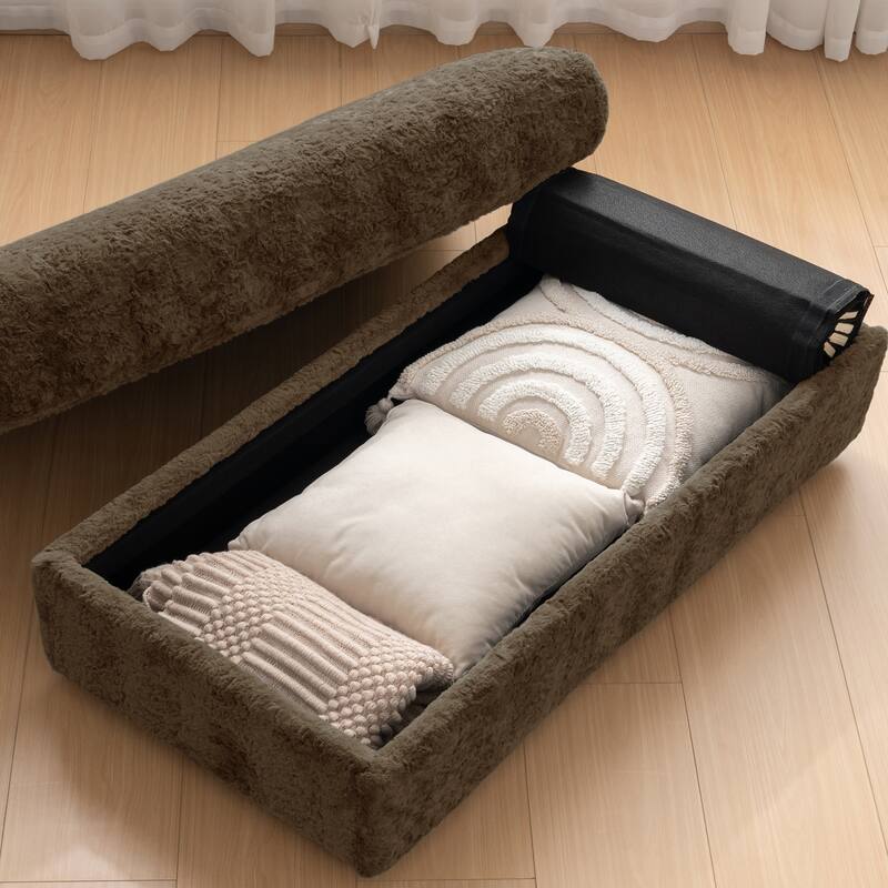 2-Piece Oversized Accent Chair & Ottoman Sets, Single Sofa Reading Couch Chaise Lounge with Storage Ottoman & Cup Holders