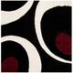 SAFAVIEH Florida Shag Jayati Abstract 1.2-inch Thick Rug - 6'7" x 6'7" Square - Black/Ivory
