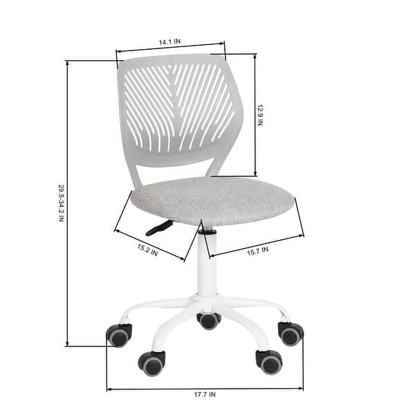 dimension image slide 3 of 11, HomyLin Armless Swivel Kids Desk Chair with Mesh Padded Seating