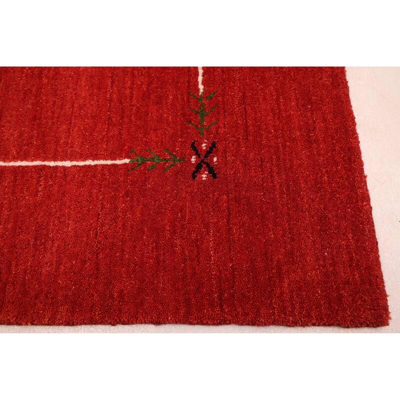 ECARPETGALLERY Hand Loomed Kashkuli Gabbeh Red Wool Rug - 4'11 x 7'9