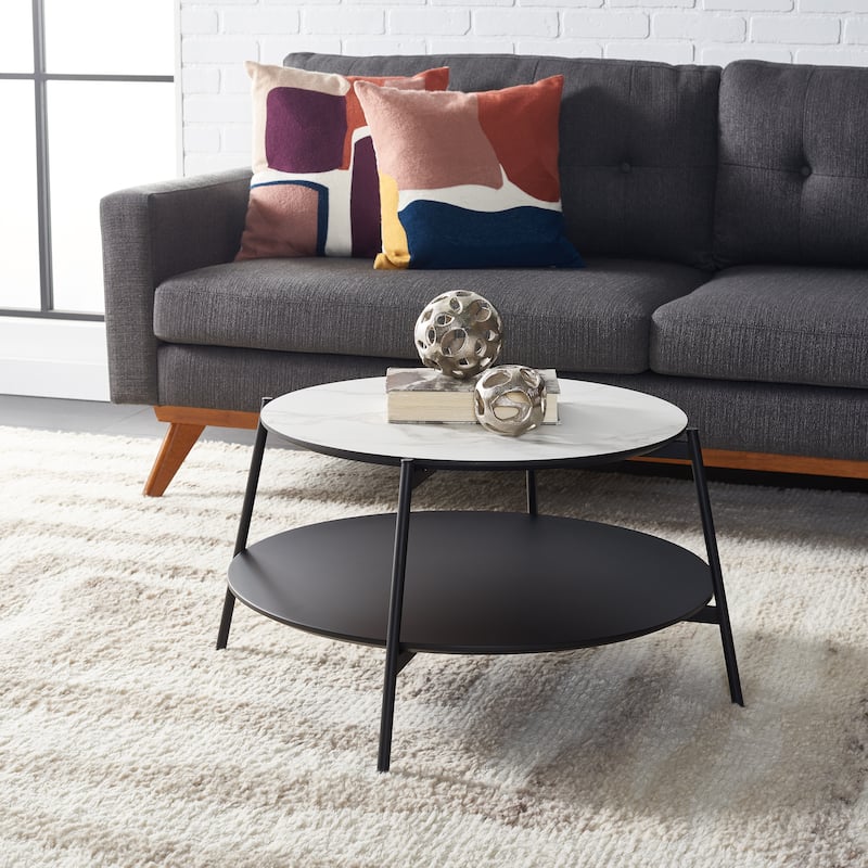 SAFAVIEH Lesta Modern 2-Tier Round Coffee Table - 24 In. W x 24 In. D x 16 In. H - 24Wx24Dx16H
