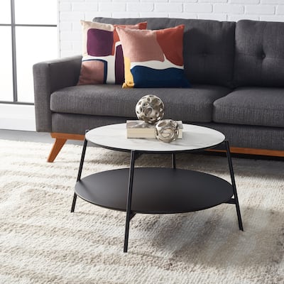 SAFAVIEH Lesta Modern 2-Tier Round Coffee Table - 24 In. W x 24 In. D x 16 In. H - 24Wx24Dx16H