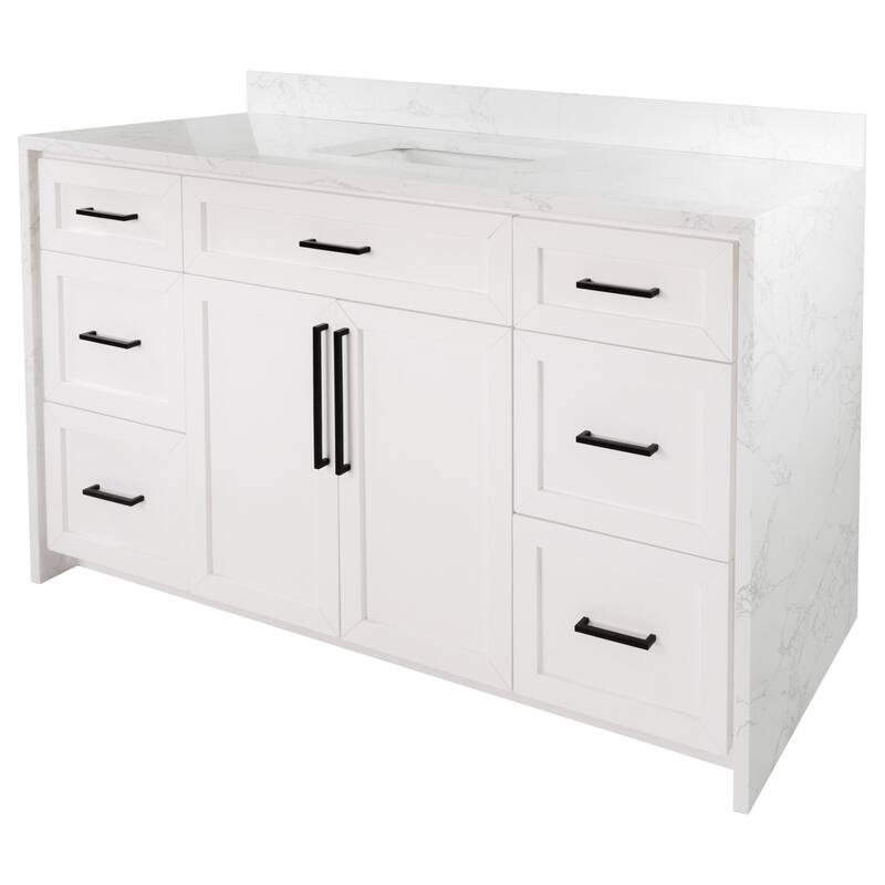 KitchenBathCollection Palisade 60" Single Waterfall Vanity with Engineered Marble Top