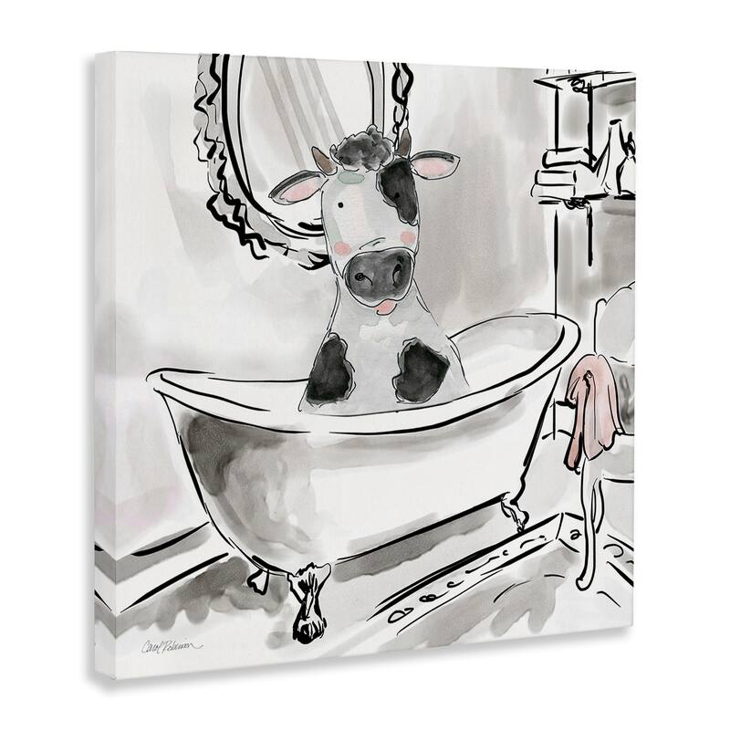 Stupell Minimal Bathtub Cow Canvas Wall Art Design By Carol Robinson