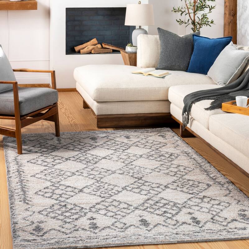 Livabliss Transitional Andorra Trellis Area Rug - 6'7" x 9' - Khaki