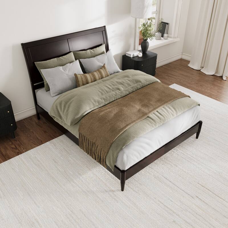 Valencia Solid Wood Low Profile Sleigh Platform Bed