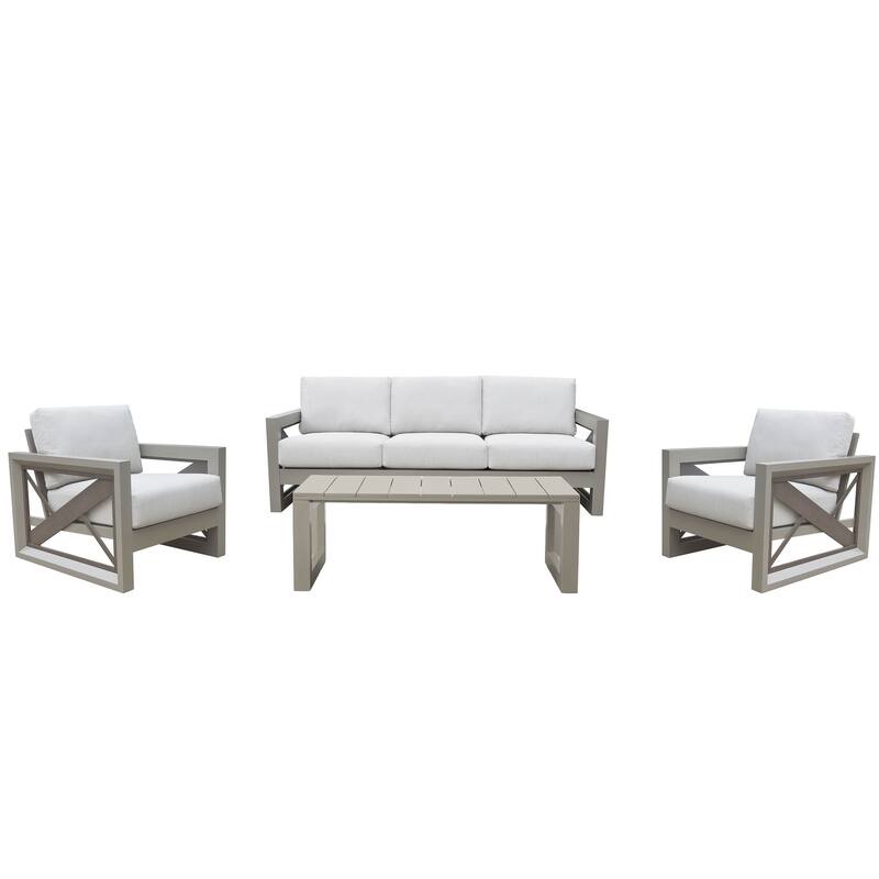 Diglur 4-Piece Outdoor Lounge Set, Gray
