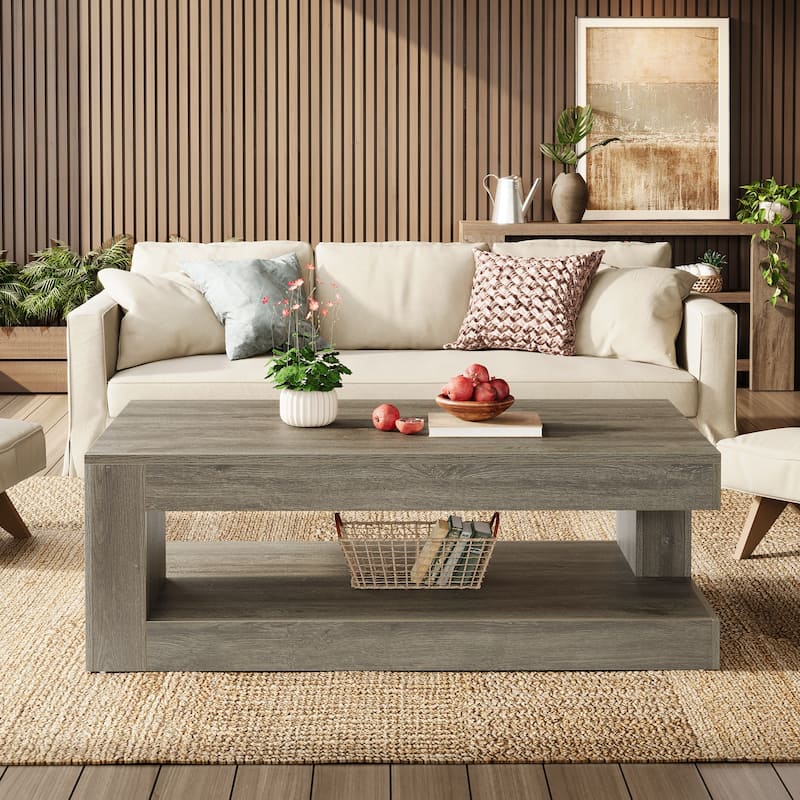 47.3" Farmhouse Rectangular Coffee Table for Living Room