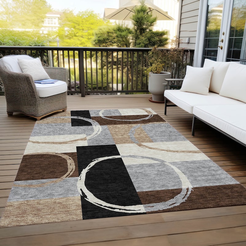 Machine Washable Indoor/ Outdoor Contemporary Chantille Rug
